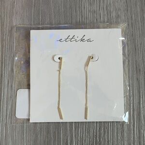Ettika Gold Plated Single Chain Drop Earrings
